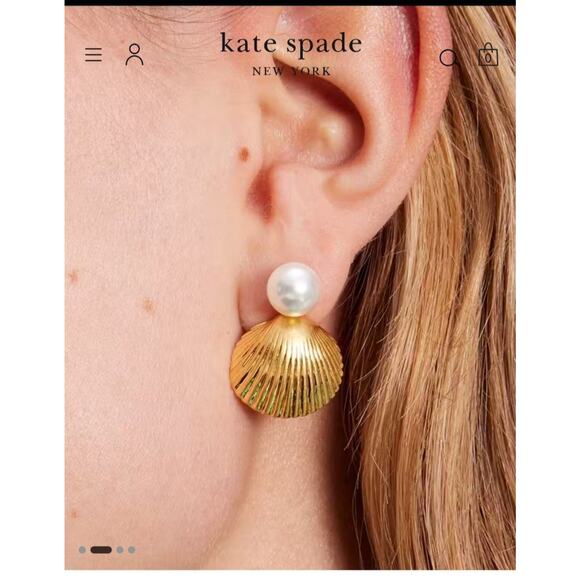 Kate Spade New York Gold Shell & Pearl Earrings - Picture 5 of 9